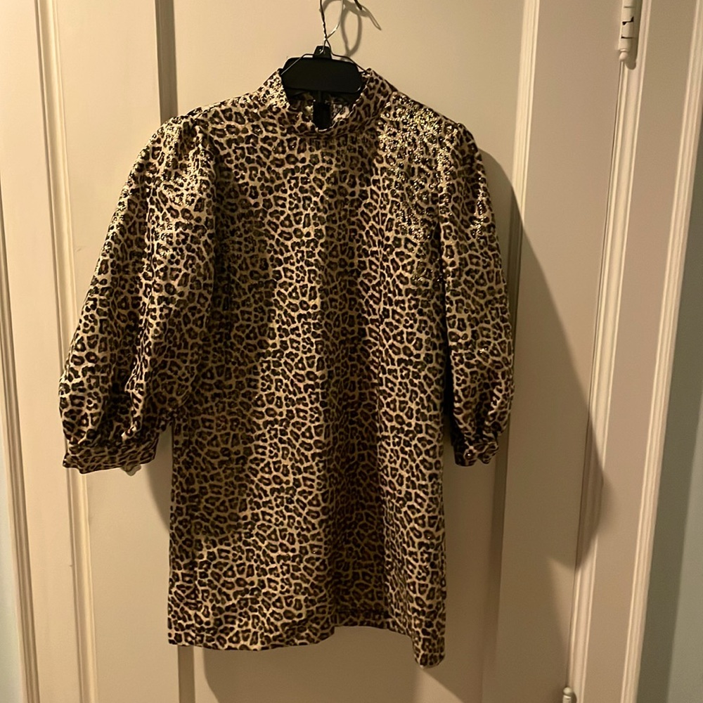 Leopard print metallic dress